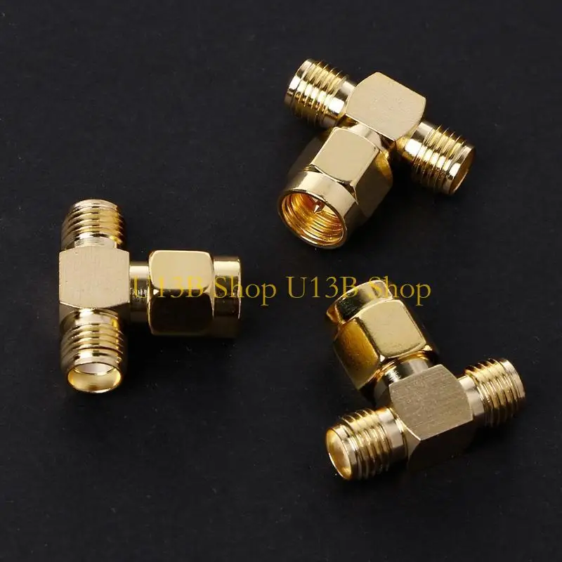 U13B 10PCS 3 Way Splitter SMA Male to Two SMA Female Triple for T RF Adapter