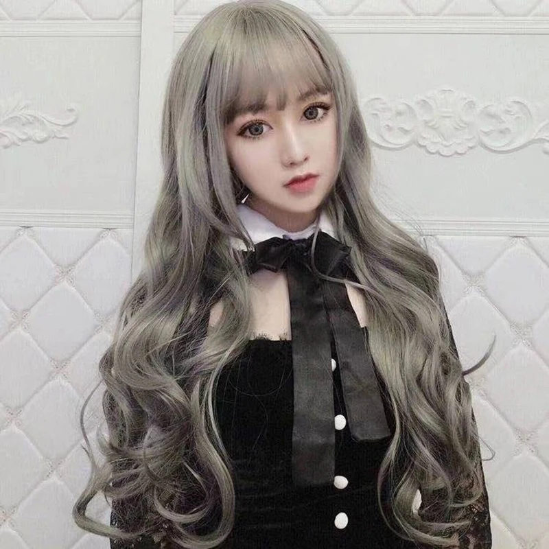 Bar Lady Fashion Dress Up Lang Krullend Haar Cocktail Party Avondjurk Match Lange Stijl Pruik Concert Vrouw Hoofddeksels Golvend Haar