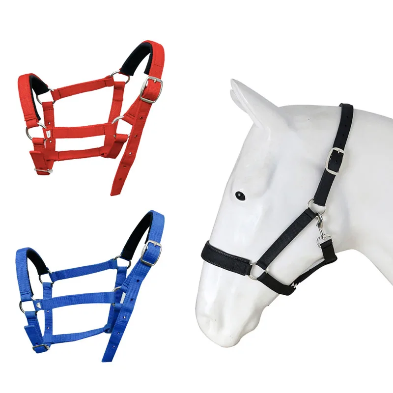 Heavy Duty Soft Nylon Webbing Adjustable Horse Halters with Foam Cushion