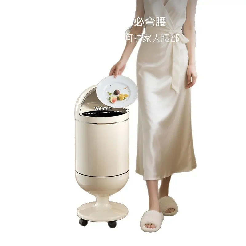 Tall Kitchen Waste Bin with Lid Wheels Large Capacity No Bend Pedal Trash Can for Home Office Bathroom Storage