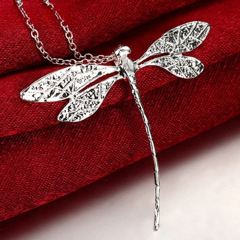 Charms Y2k Style 925 Sterling Silver Dragonfly Pendants Necklaces for Women lady girl Wedding  Party Fashion Jewelry Gift