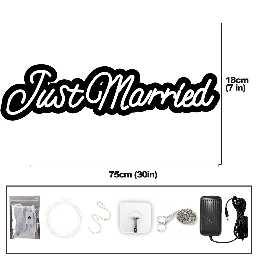 Just Married-señal de luz LED de neón para propuesta de boda, luz nocturna para el hogar, fiesta de boda, decoración de Ambiente de habitación, luces