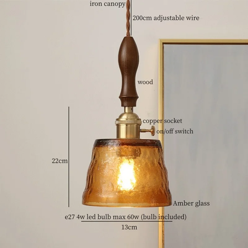 IWHD 4W Kleine LED Anhänger Lampen Für Schlafzimmer Lesen Badezimmer Loft Decor Kupfer Glas Nordic Minimalismus Hängen Licht Luminaria