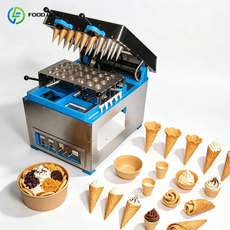 Ice Cream Cone Baker Semi Automatic Sugar Cone Waffle Cone Making Machine Commercial Customized