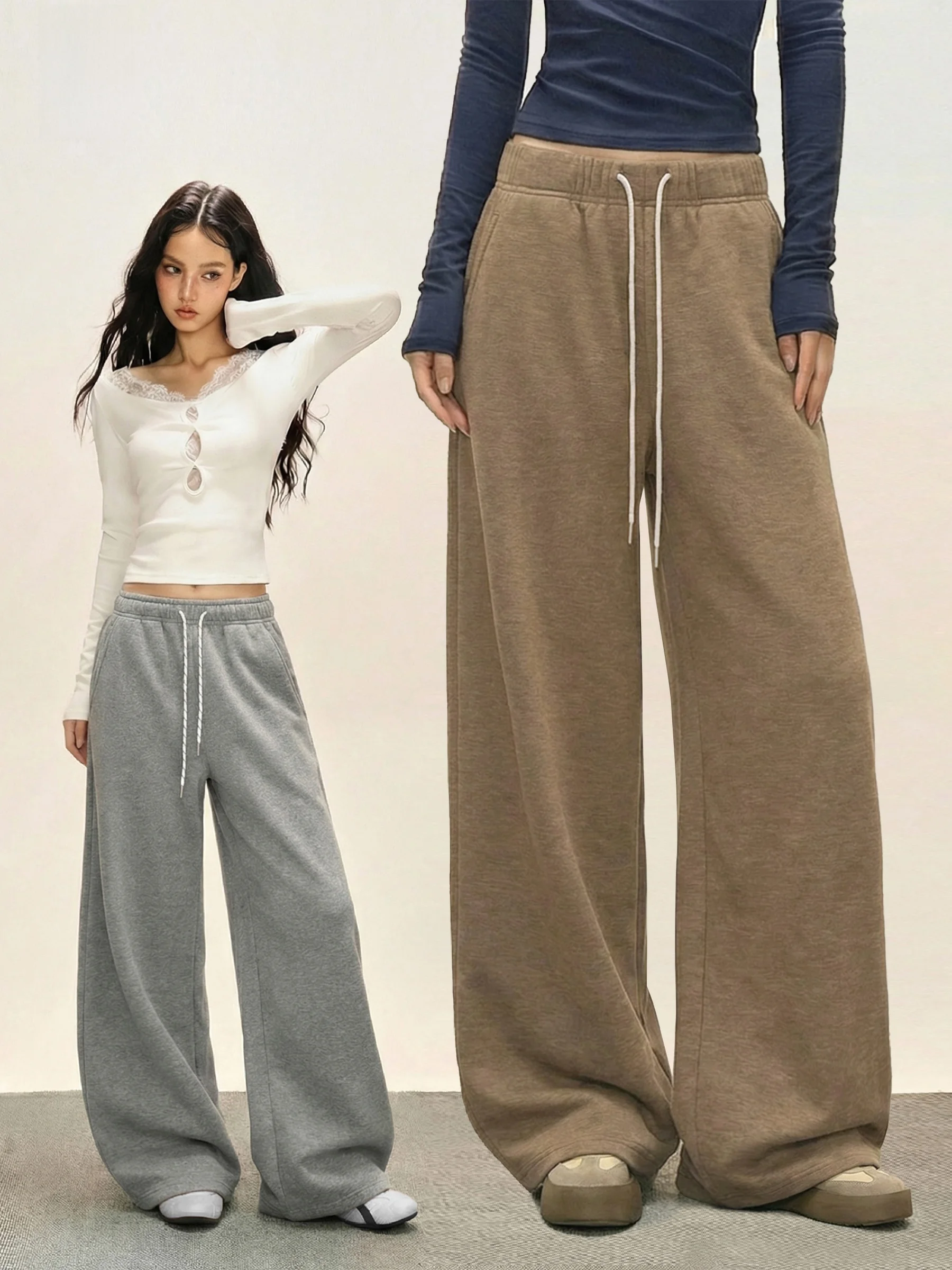 

Loose Fce Women's Casual Pants Dstring High Waist Straight Leg Comfortable Sweatpants Autumn Winter Spor Sle