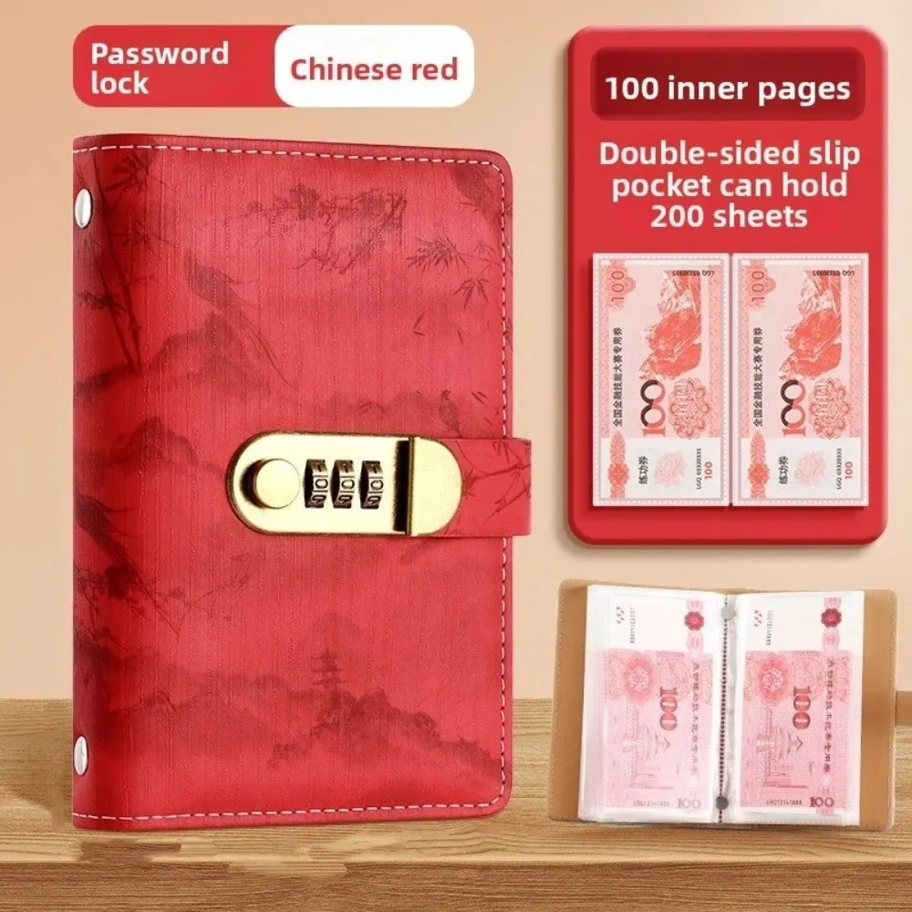 كتاب إيداع ثابت مقاوم للماء، منظم فواتير الميزانية متعدد الجيوب، يوفر المال مع قفل بكلمة مرور #2