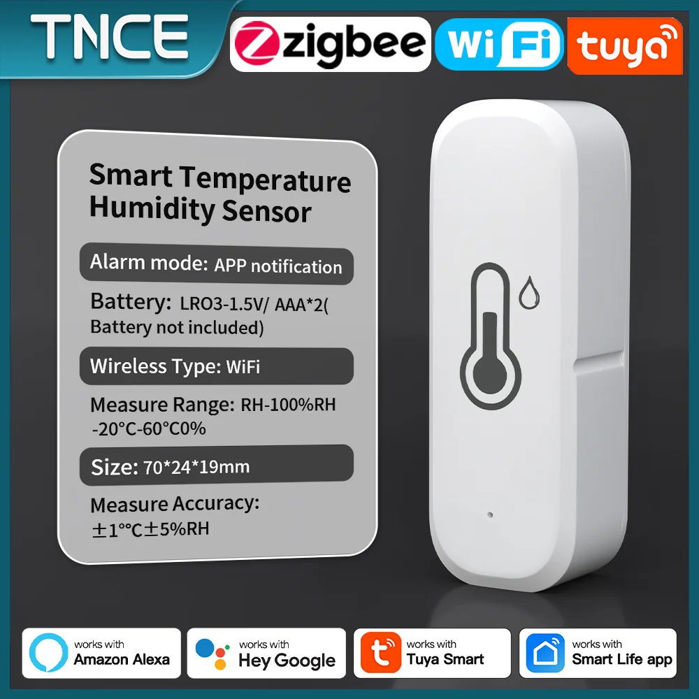 Sensore TNCE Tuya temperatura Umidità wifi/zigbee, Termometro da interno Igrometro Monitor, funziona con vita intelligente Alexa Google Home