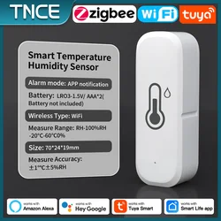 TNCE Tuya sensor de temperatura e umidade wi-fi/zigbee, monitor higrômetro termômetro interno, funciona com vida inteligente alexa google home