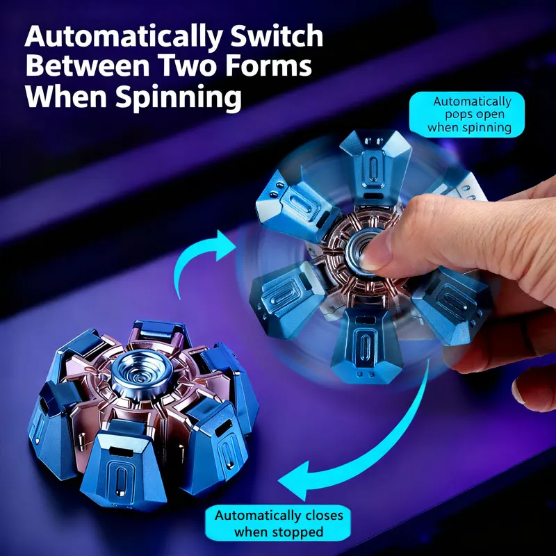 Creative EDC Hexagonal Spinner Toy High Speed Rotating Fingertip Gyroscope Stress Relief Sensory Gadget for Adults Office Relax