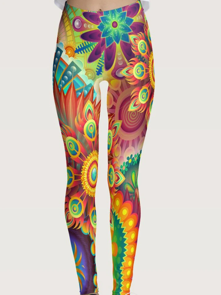 Piume di pavone stampa Leggings Fitness donna Leggins a vita alta allenamento Scrunch Butt Lifting sport calzamaglia da palestra pantaloni da Yoga