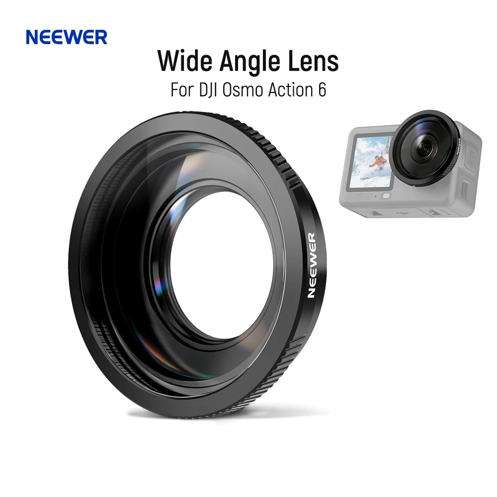 NEEWER Weitwinkelobjektiv für DJI Osmo Action 6, 180° °   FOV Mehrfach Beschichtetes HD Optisches Glas Action-Kamera-Objektiv Fotografie-Zubehör