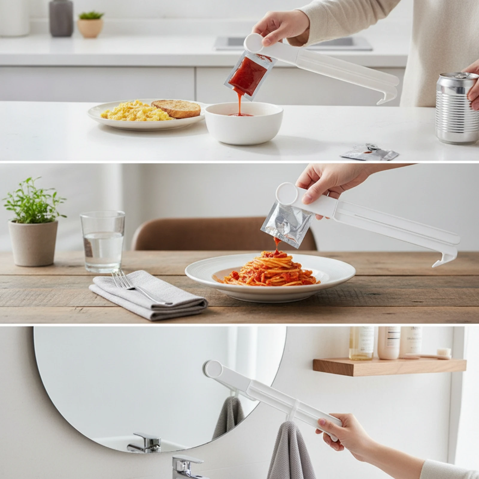 Pouch Opener and Presser Slim Packet Presser with Opener Kitchen Tool Compact Easy for Dorm Rooms