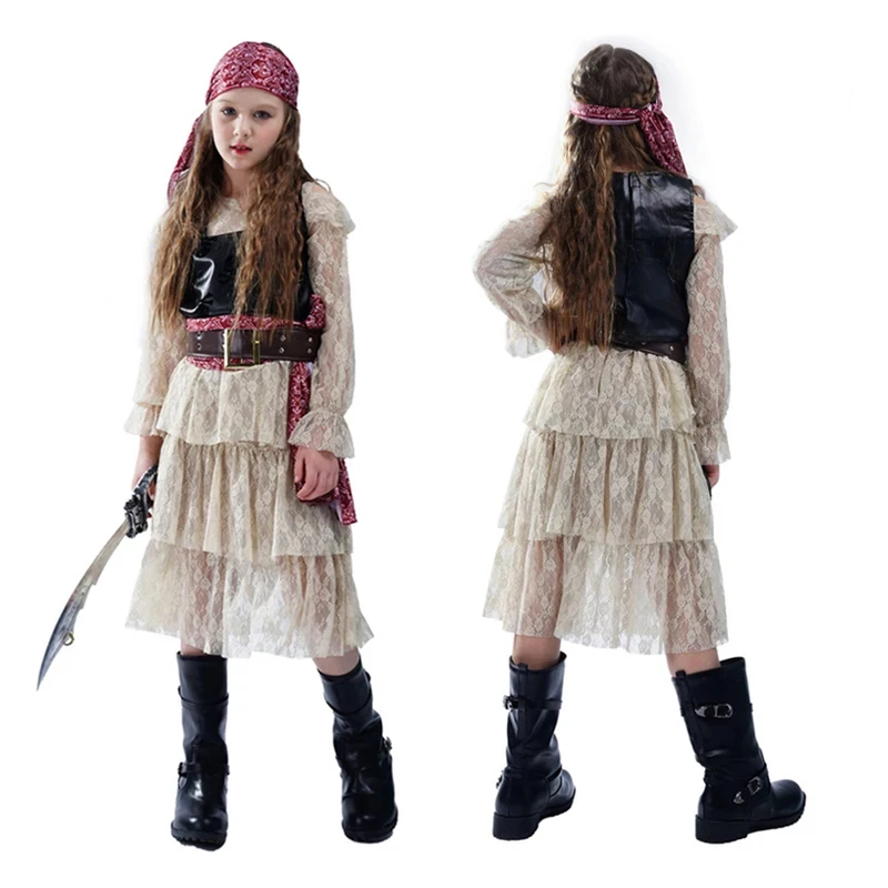 

⭕️⭐️⭕️Viking Pirate Cosplay Anime Halloween Costume for Carnival Princess Fancy Party Dress Skirt Role Play Pirate Vest⭐️⭕️⭐️