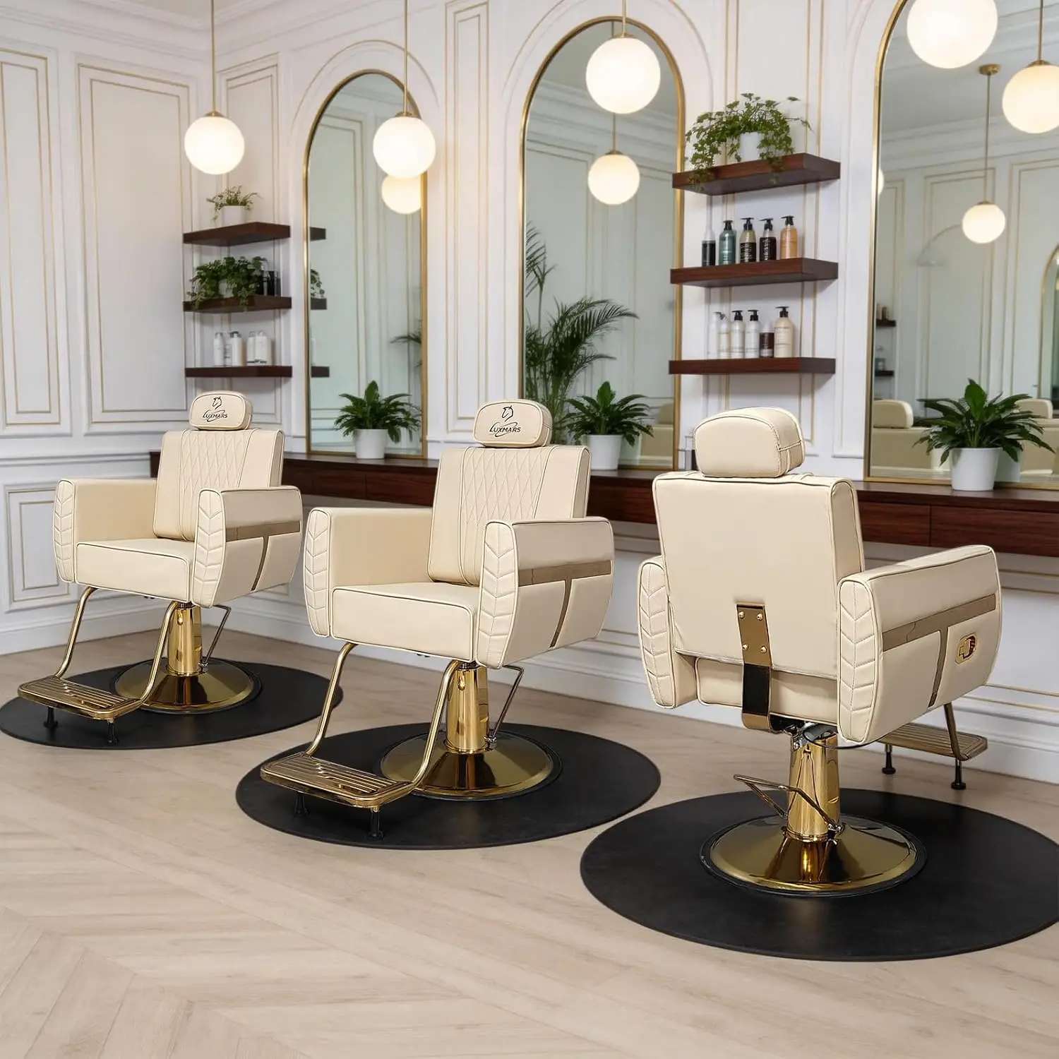 White Reclining Salon Chair 360° Swivel & Hydraulic Height Adjustable, Widened 440lbs for Barber & Spa, Customized