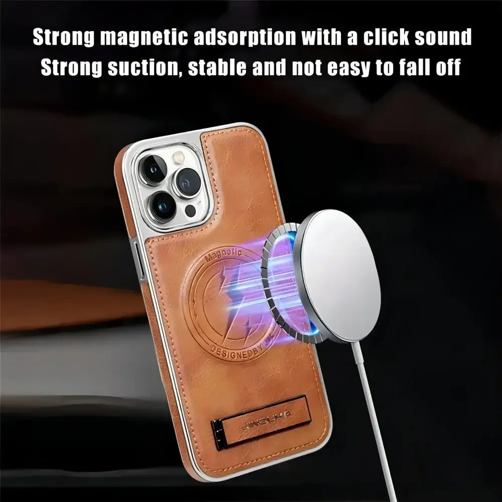 Magsafe Case For iPhone 12 13 14 15 16 Pro Max Wireless Charging Magnetic Shockproof Case Fold Bracket Holder Protective cover