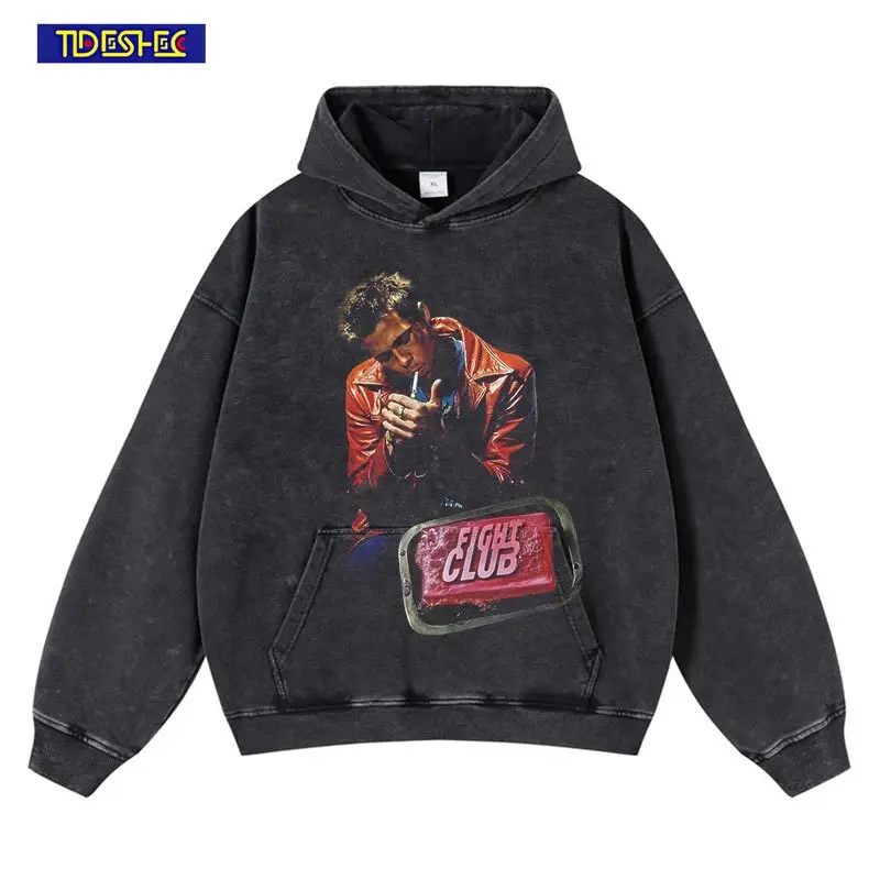 

Vintage Hoodie Sweatshirt 2024 Harajuku Fashion Hoodies Y2K Streetwear Hip Hop Male Portrait Graphic Print Oversized Pullover