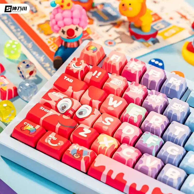 Cartoon Circus Theme Keycaps 137 Keys MDA Profile PBT Coloured KeyboardCap Original MX Switch Gaming Mechanical Keyboard Keycaps