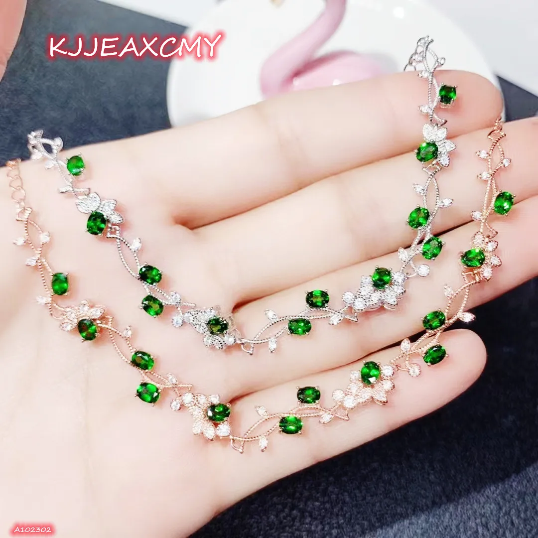 

Boutique Jewelry 925 Sterling Silver Natural Gem Diopside Women's Luxury Bracelet Birthday, Christmas and New Year Gift for