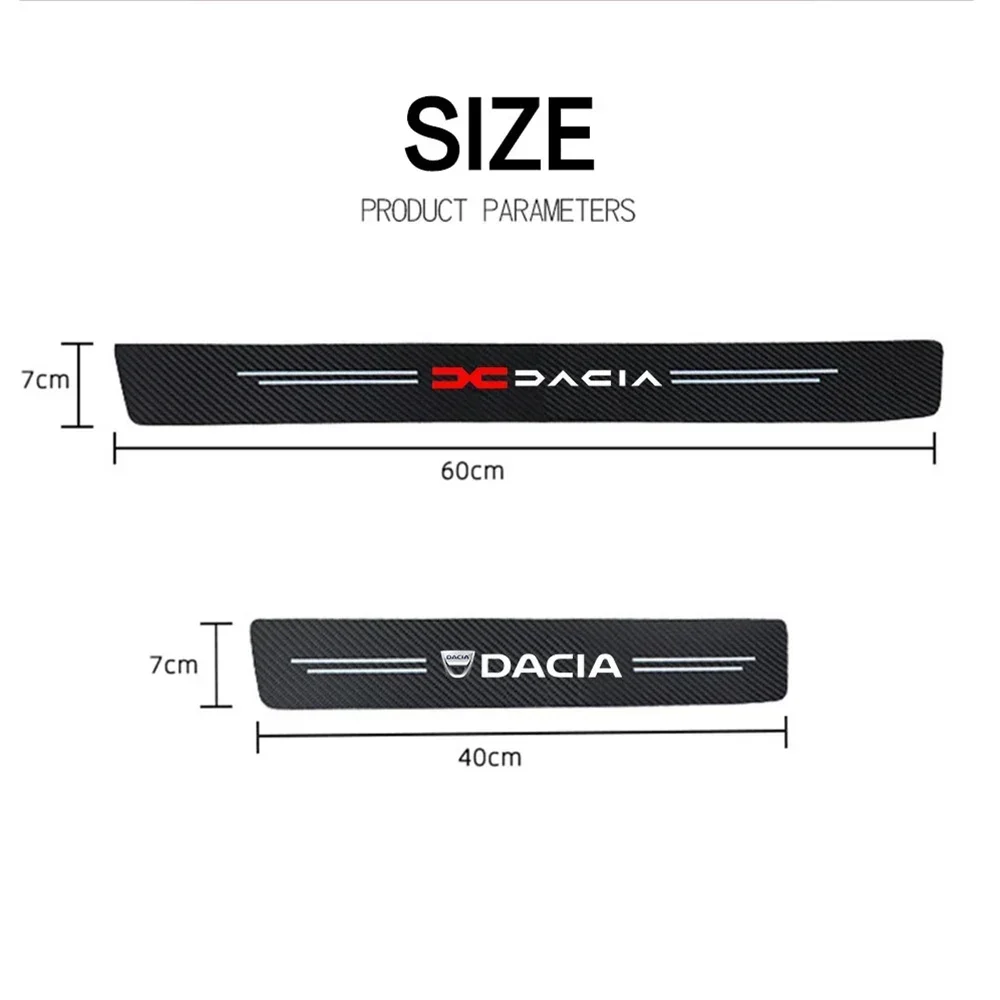 4Pcs Car Door Sill Protector Decals Carbon Fiber Stickers for Dacia Logo Duster Spring Logan Sandero Jogger Lodgy Bigster Dokker view 3