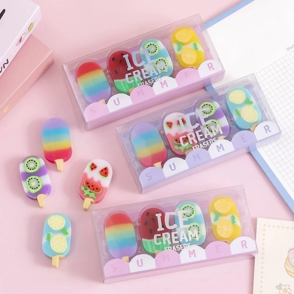 4 Pcs/set Durable Rubber Rubber Eraser Practical Colorful Erasers Portable Stationery Student