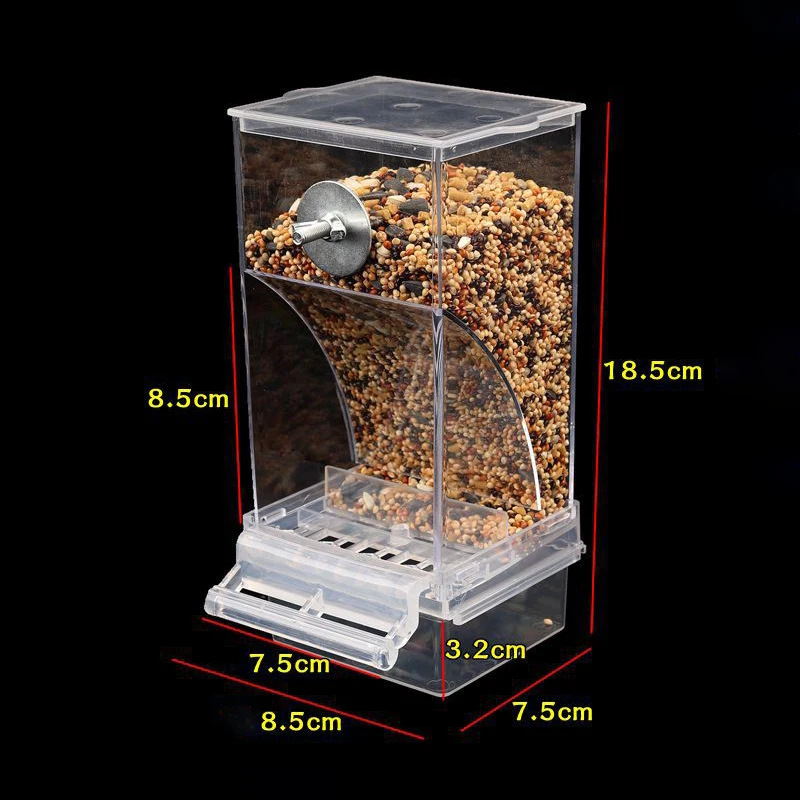 No Mess Bird Feeders Automatic Parrot Feeder Drinker Acrylic Seed Food Container Cage Accessories For Small And Medium Parakeets