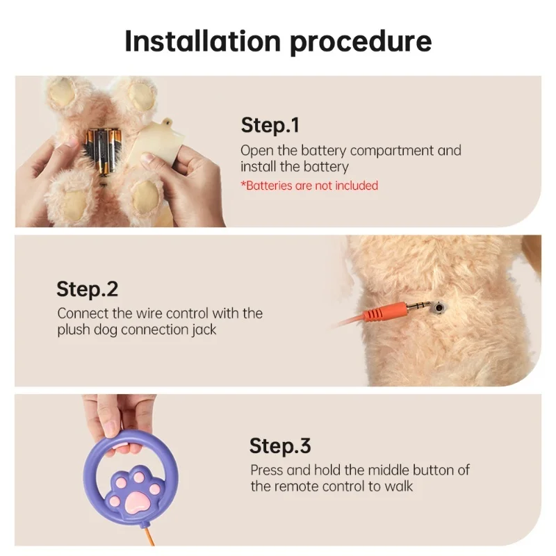TUMAMA 7 szt. Pluszowe Zabawki dla Psów Chodzące Gryzaki z Dźwiękiem i Wyciekiem Elektroniczne Interaktywne Pluszowe Szczeniaki z Obrożą i Akcesoriami