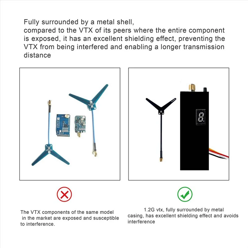 FPV 1.2G 1.5W VTX Transmitter 8CH 1500Mw FPV Video Transmitter With Antenna For Long Range FPV Drone RC Model