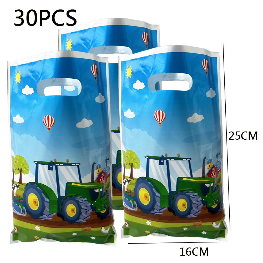 30 Pcs Green Farm Tractor Bags Bags Treat Bags Gift Goody Bags Birthday Party Baby Shower  Favors Supplies Decorations