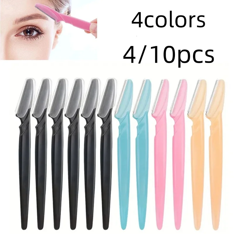 10/4pcs Professional Eyebrow Razor Set Stainless Steel Face Body Hair Trimmer Safe Sharp Eyebrow Grooming for Women Men Beginner