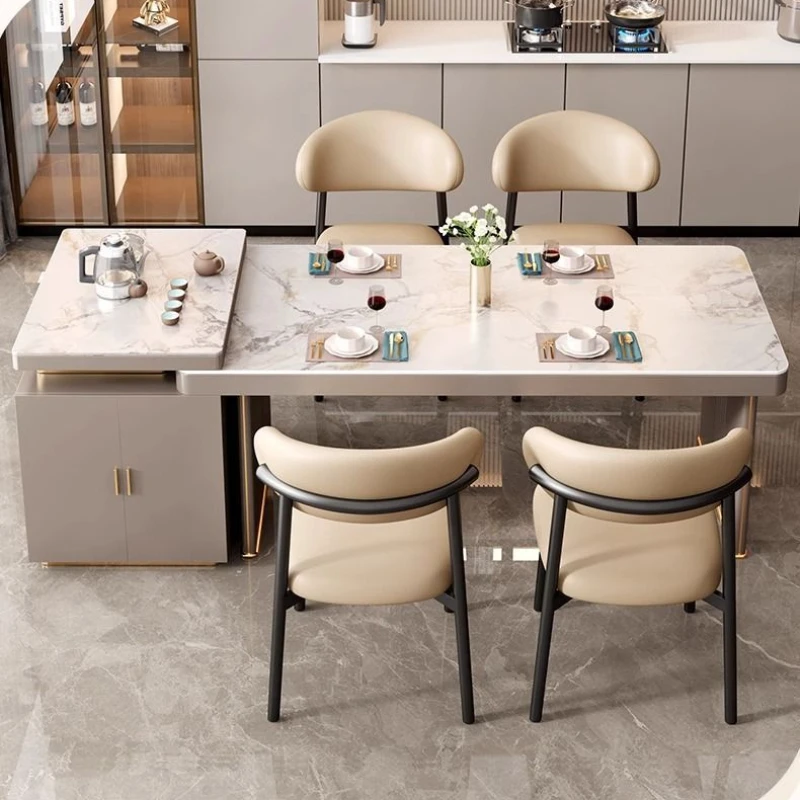Italian Upholstered Leather Dining Chairs Home Dining Table Backrest Stools High-Density Sponge Iron for Kitchen Furniture