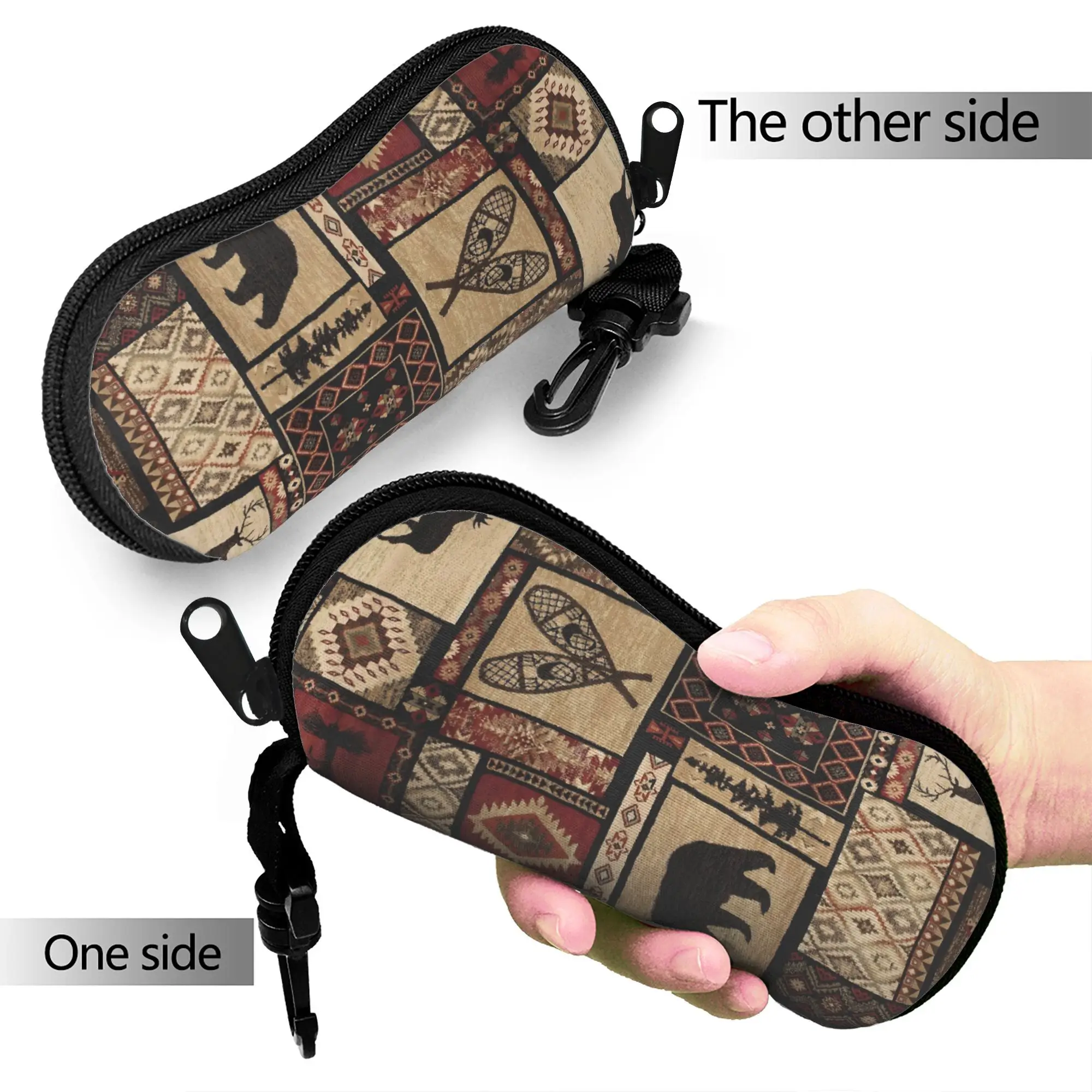 Retro Bohemian Woven Pattern  Glasses Case  Key Chain Sunglasses Case Men Women Travel Glasses Box Trend Eyewear Accessory