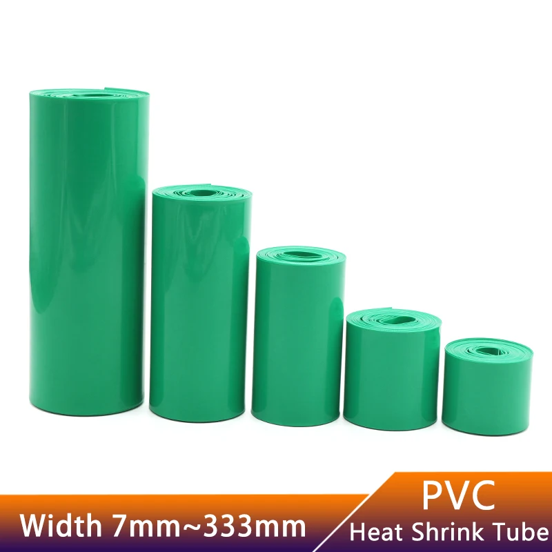 

1/3/5M Green Width 7mm~333mm 18650 Lipo Battery PVC Heat Shrink Tube Pack Insulated Film Wrap lithium Case Cable Sleeve