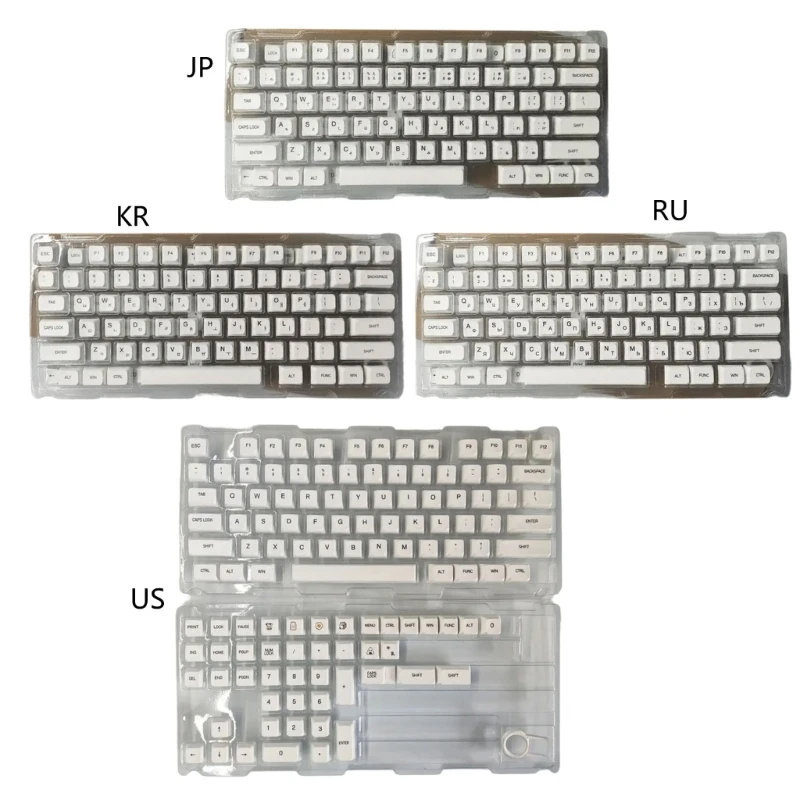 White Keycaps 120pcs English Japanese Russian Korean Fit for Various Mechanical Keyboards