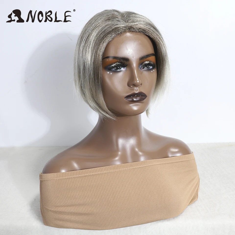 Perucas Noble Short Bob para mulheres, peruca branca cosplay, straight bob, peruca sintética, uso diário, resistente ao calor