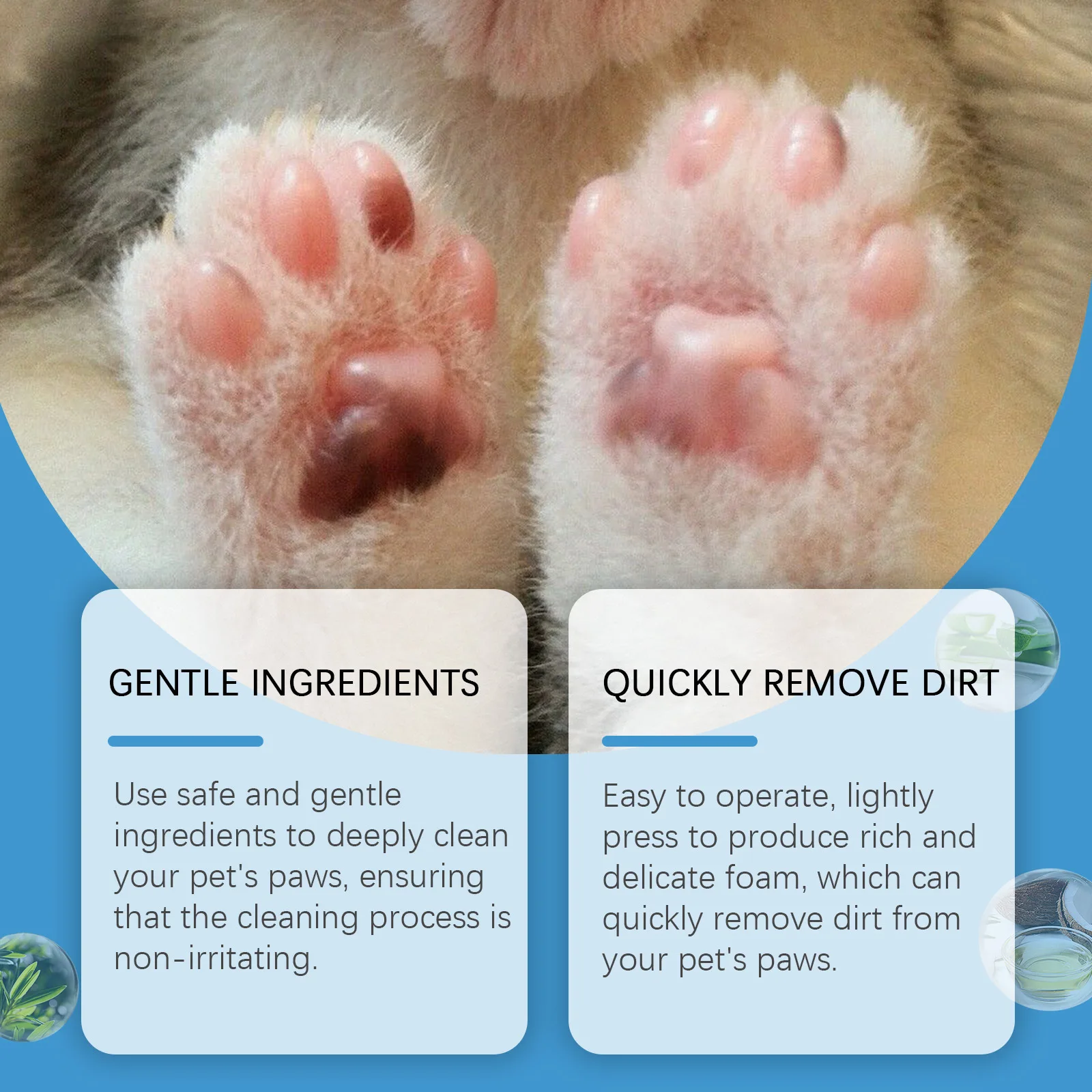 Pet Paw Cleaner Dirt Removal Rinse-free No Washing Cat Claw Care Moisturizing Nourish Dog Foot Cleaning Foam Grooming Supplies