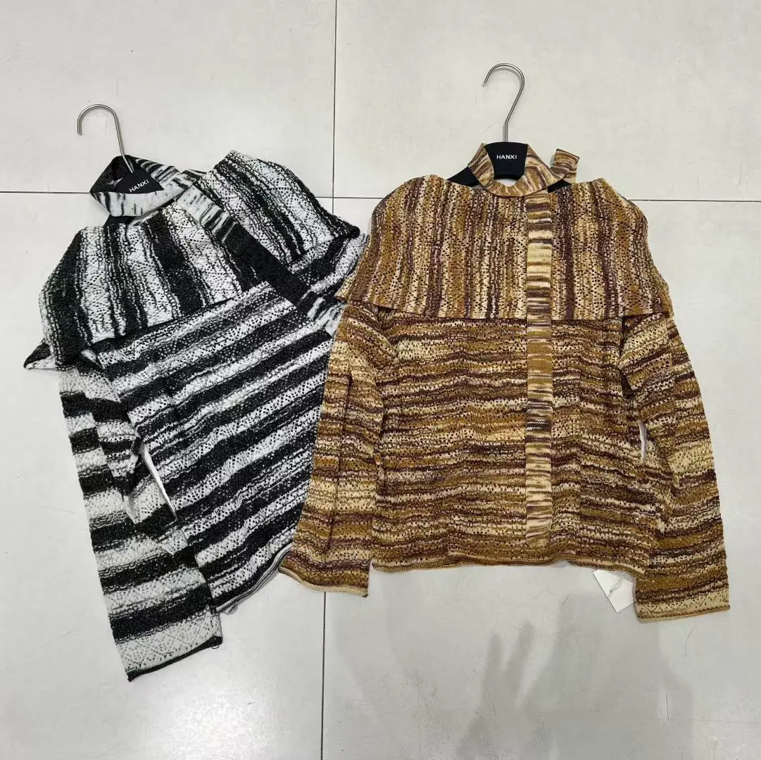 

Корейские элегантные женские свитера, модные повседневные осенне-зимние топы с открытыми плечами, вязаный пуловер с длинными рукавами, вязаные топы