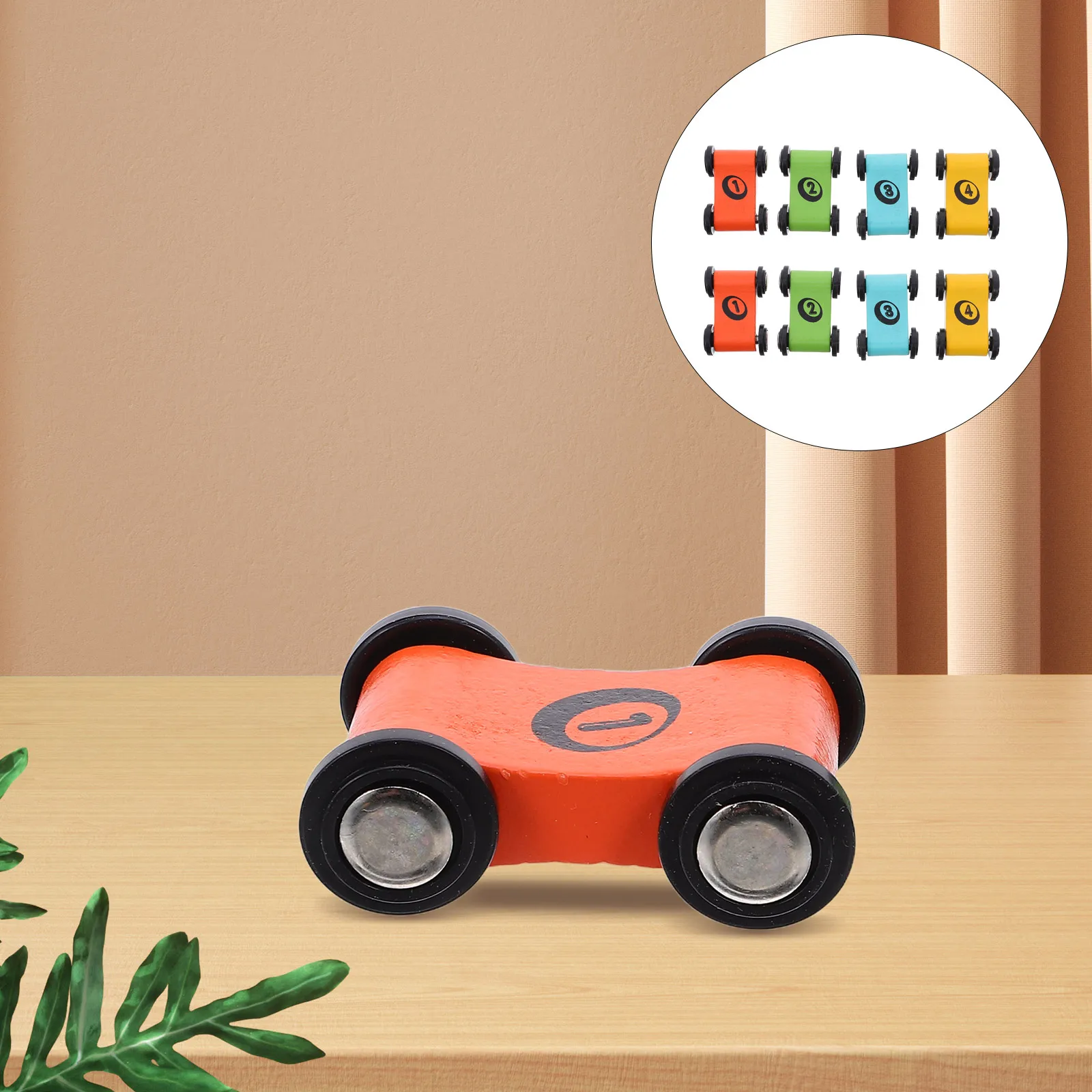 Piste de course en bois lisse pour enfants, voiture de course en bois sans bavure, jeu de société sûr, voiture de bureau pour les tout-petits, 8 pièces