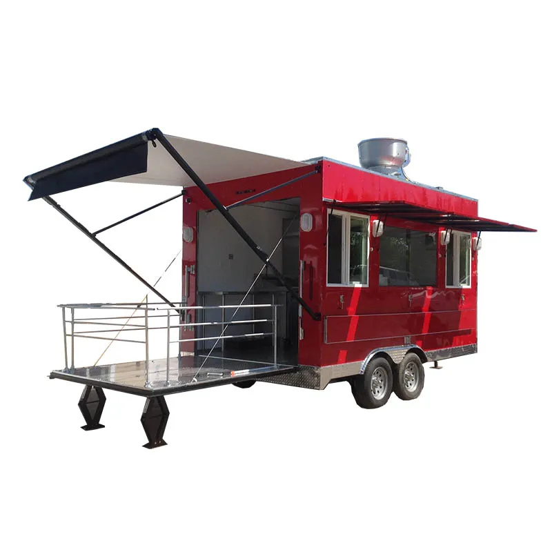 

Custom Mobile BBQ Food Trailer with Porch Commercial BBQ Concession Trailer Outdoor Fully Equipped Kitchen Food Truck for Sale
