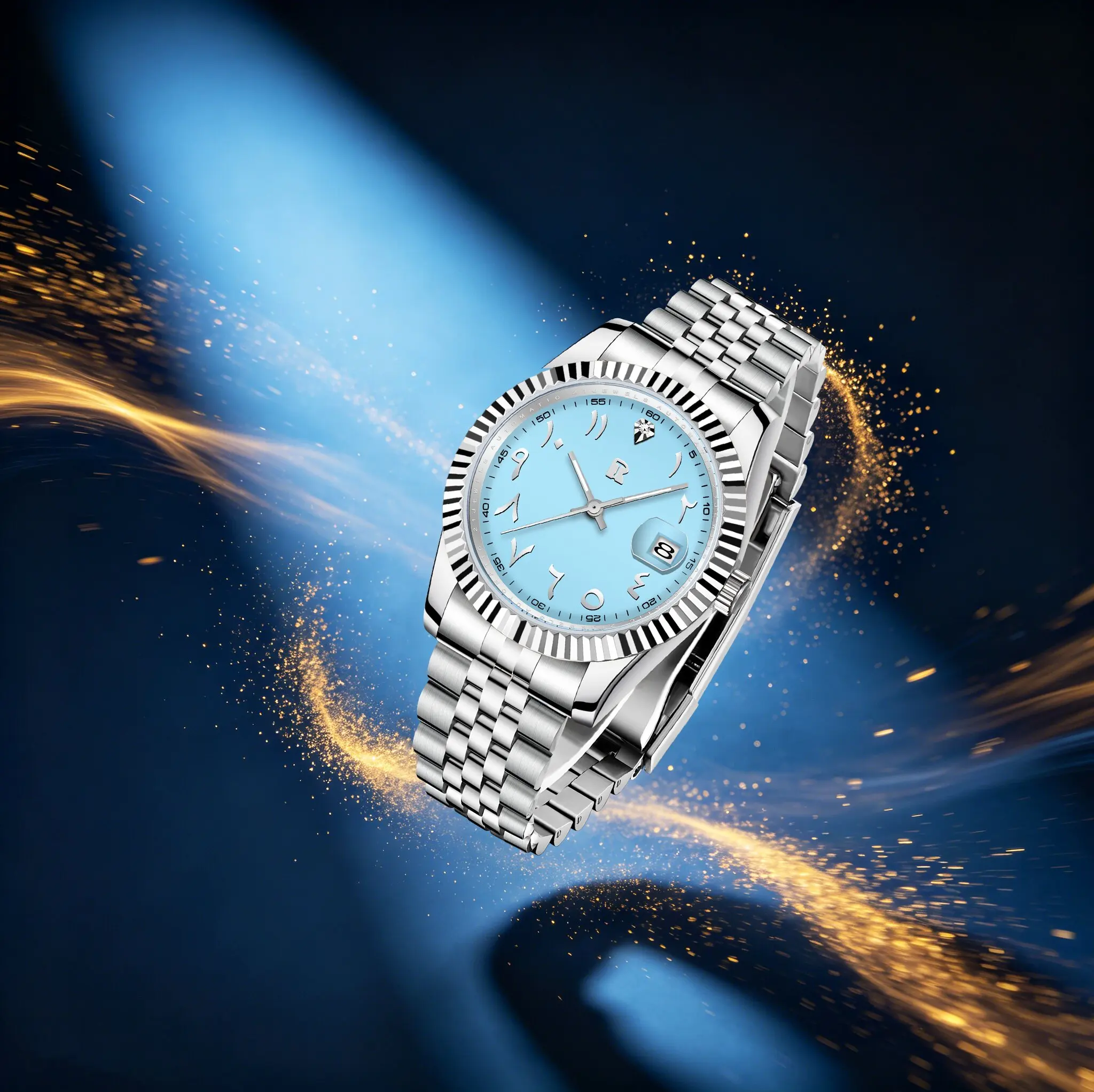 ROSSITIMI Outstanding Temperament Men Mechanical Watch High-End Vibe Stainless Steel Sapphire Glass Luminous Pointer Dive Watch