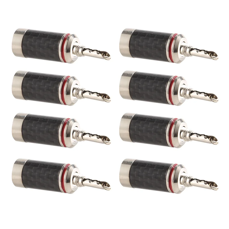 8Pcs Banana Plugs Hi-End HIFI DIY Carbon Fiber Copper Plated Rhodium Electrical Audio Jack Banana Connector Plug image 4