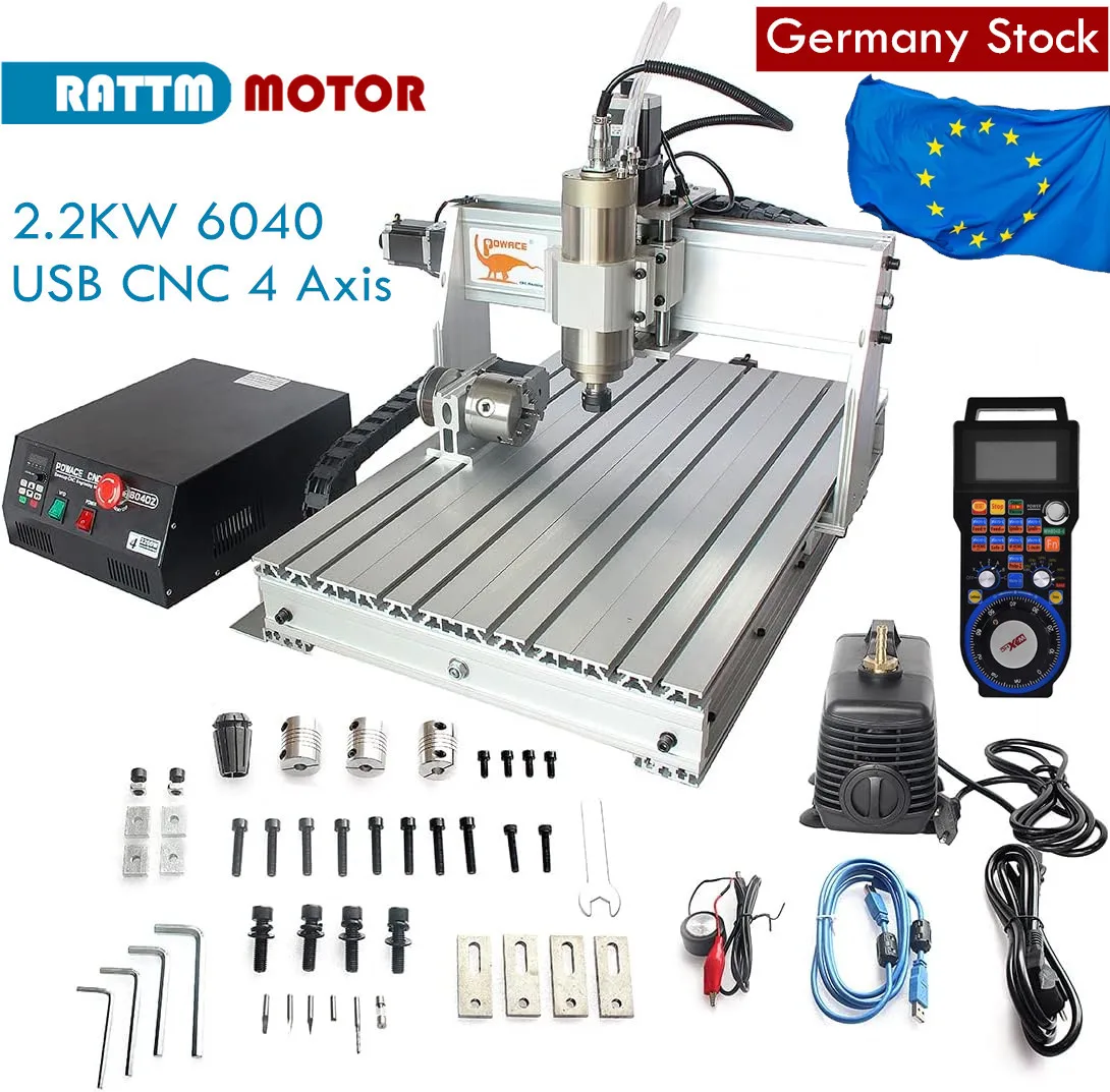 

【In EU】4 Axis USB Port 6040 2.2KW 2200W Water Cooled Spindle Motor USB Mach3 Software CNC Router Engraving Milling Machine 220V