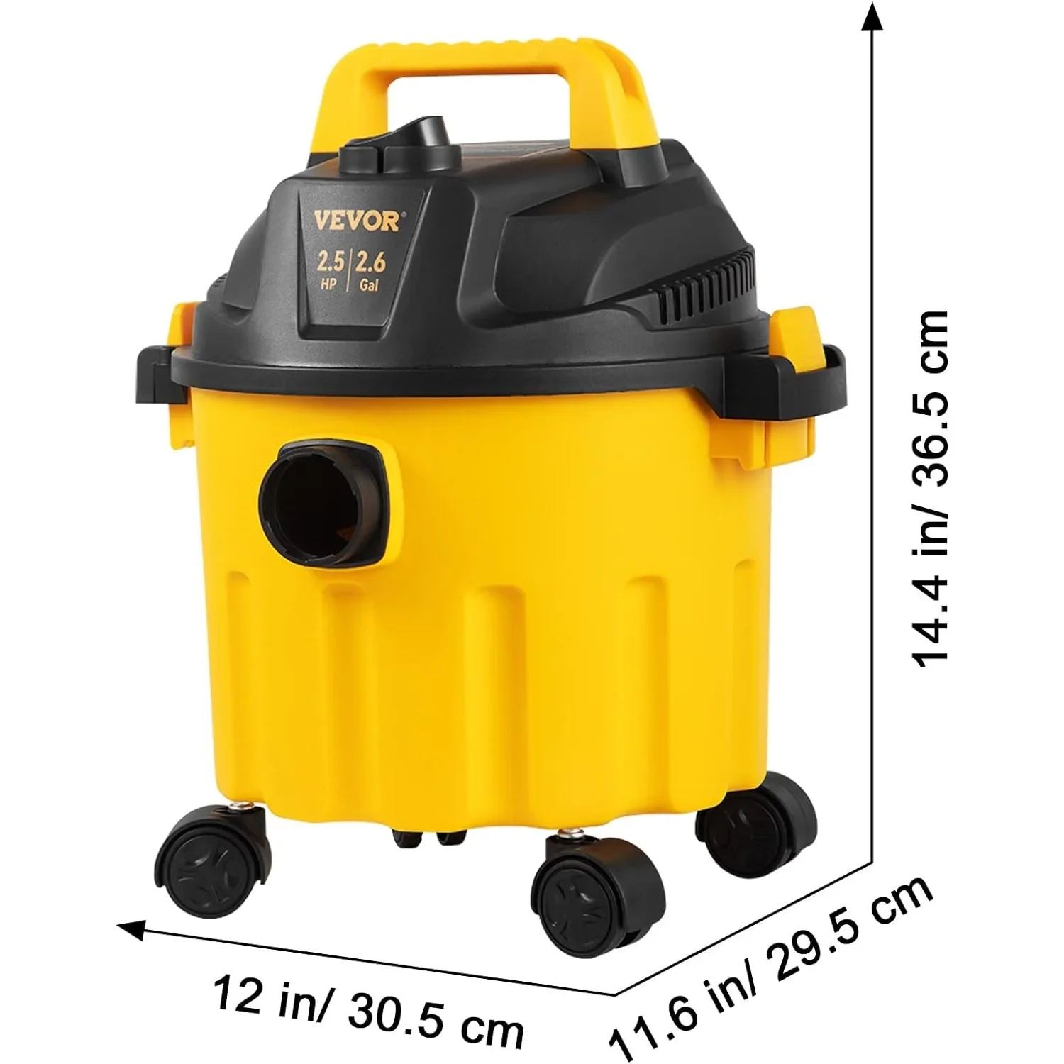 Natte Droge Vac, 2.6 Gallon, 2.5 Piek Pk, 3 In 1 Draagbare Winkelvacuüm Met Blaasfunctie, Opbergopzetstukken