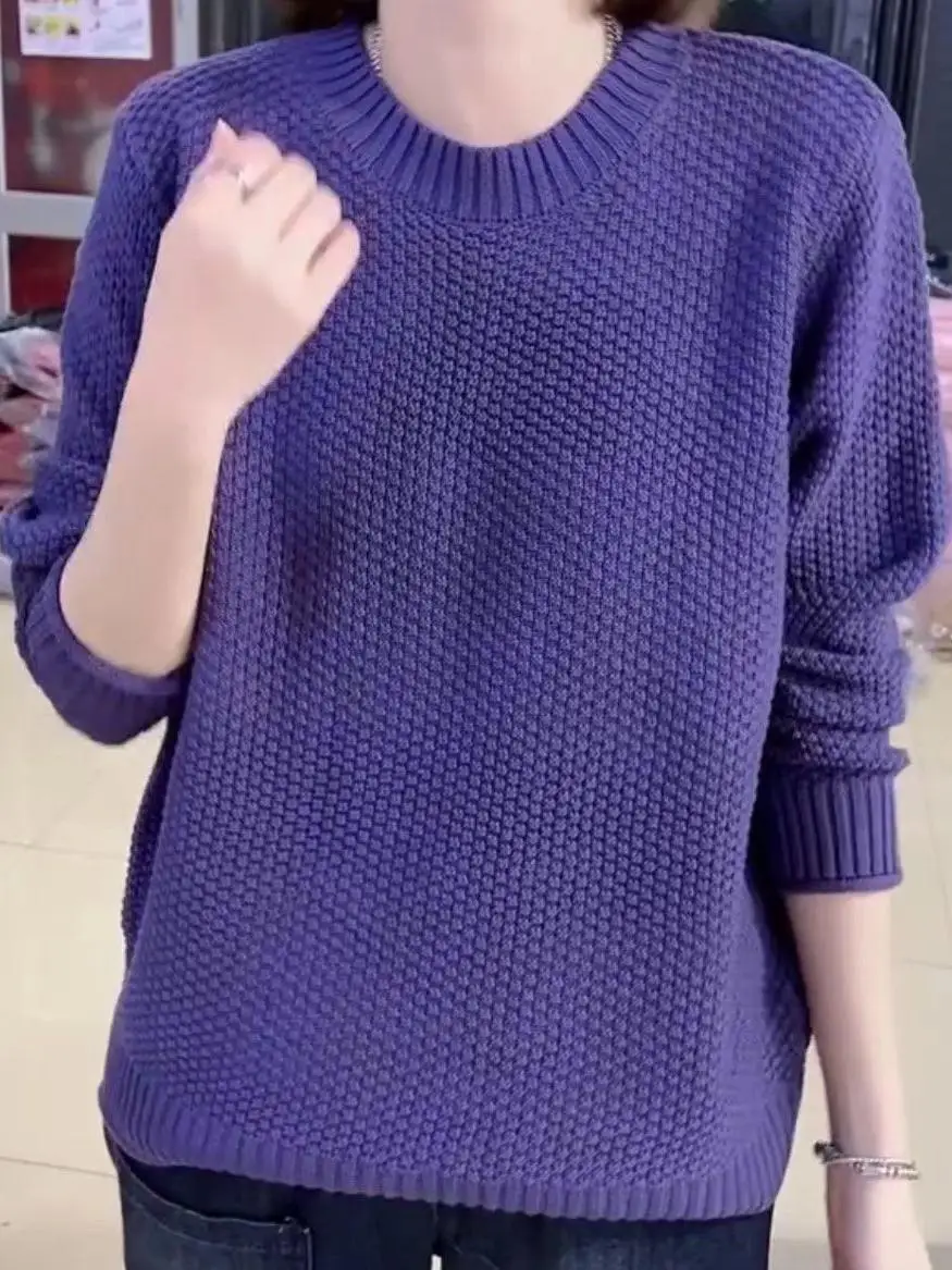 فضفاض المرأة محبوك سترة الخريف الشتاء Faionable لباس غير رسمي طويل Sve طاقم Ne قاعدة طبقة علوية اللحوم إخفاء #2