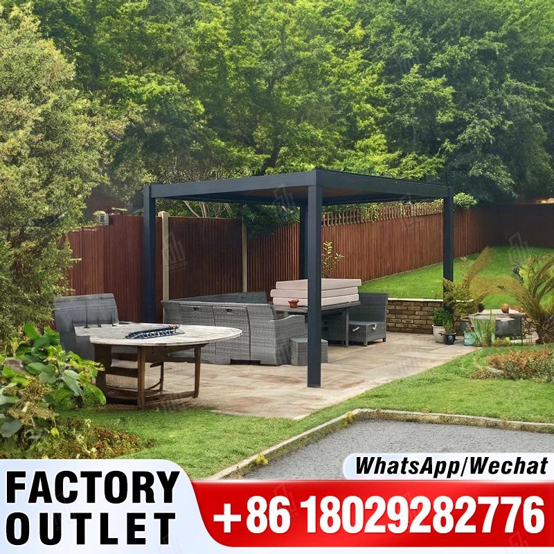 oscaracso Hot Sale 3x3m Louvered Pergola Patio Garden Sun Shade Canopy Outdoor Aluminum Pergola Louvered Pergola Louver