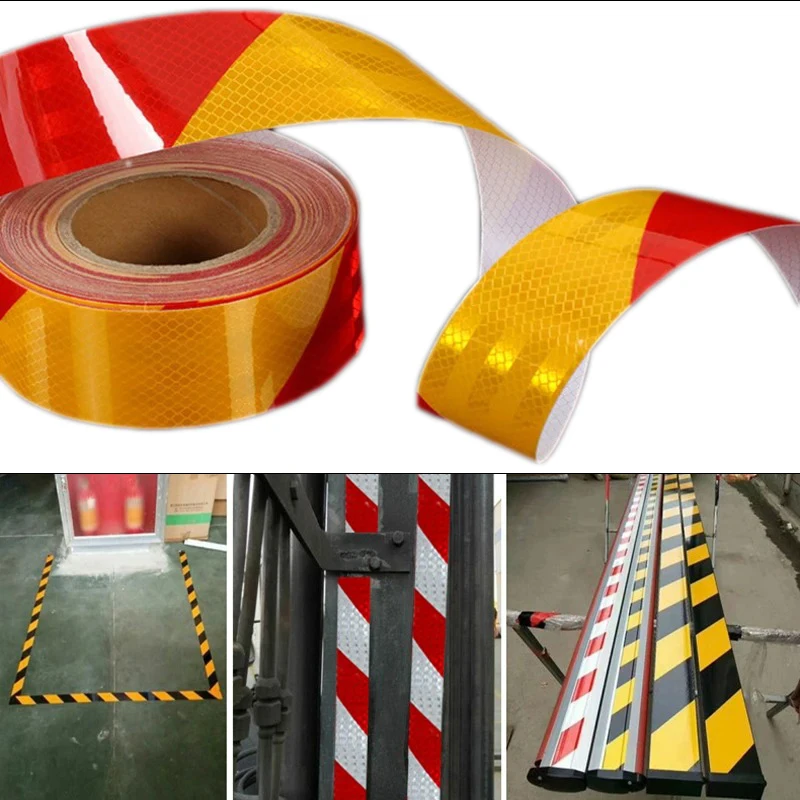 

5cm*3M Reflective Adhesive Tape Left Or Right Twill White-Red Strips Waterproof Safety Reflectors Stickers For Car Truck Decor
