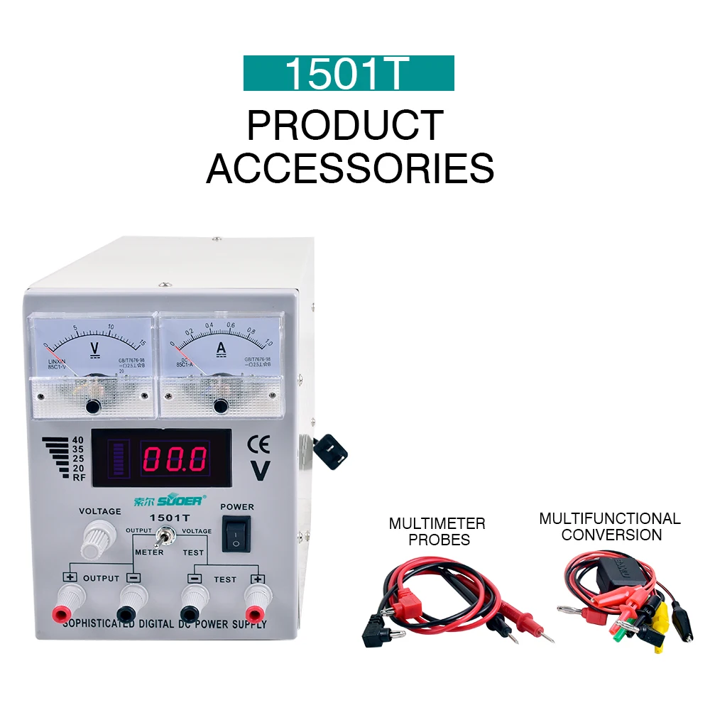Regulador analógico de precisão ajustável 15v 1a dc display lcd fonte de alimentação de comutação estável para reparo de telefone compatível 240v 220v