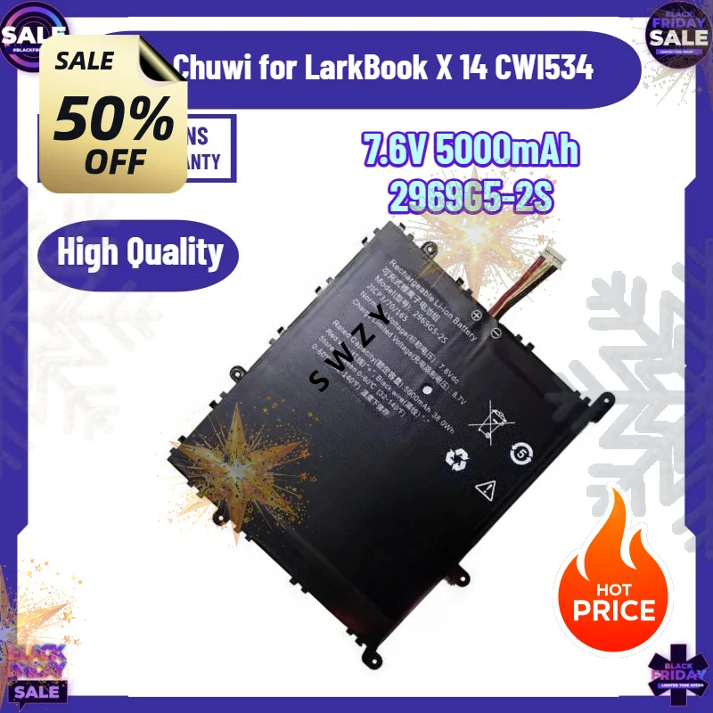 SWZY  High Capacity Battery 7.6V 5000mAh ‌2969G5-2S Laptop Battery for Chuwi for LarkBook X 14 CWI534 NEW