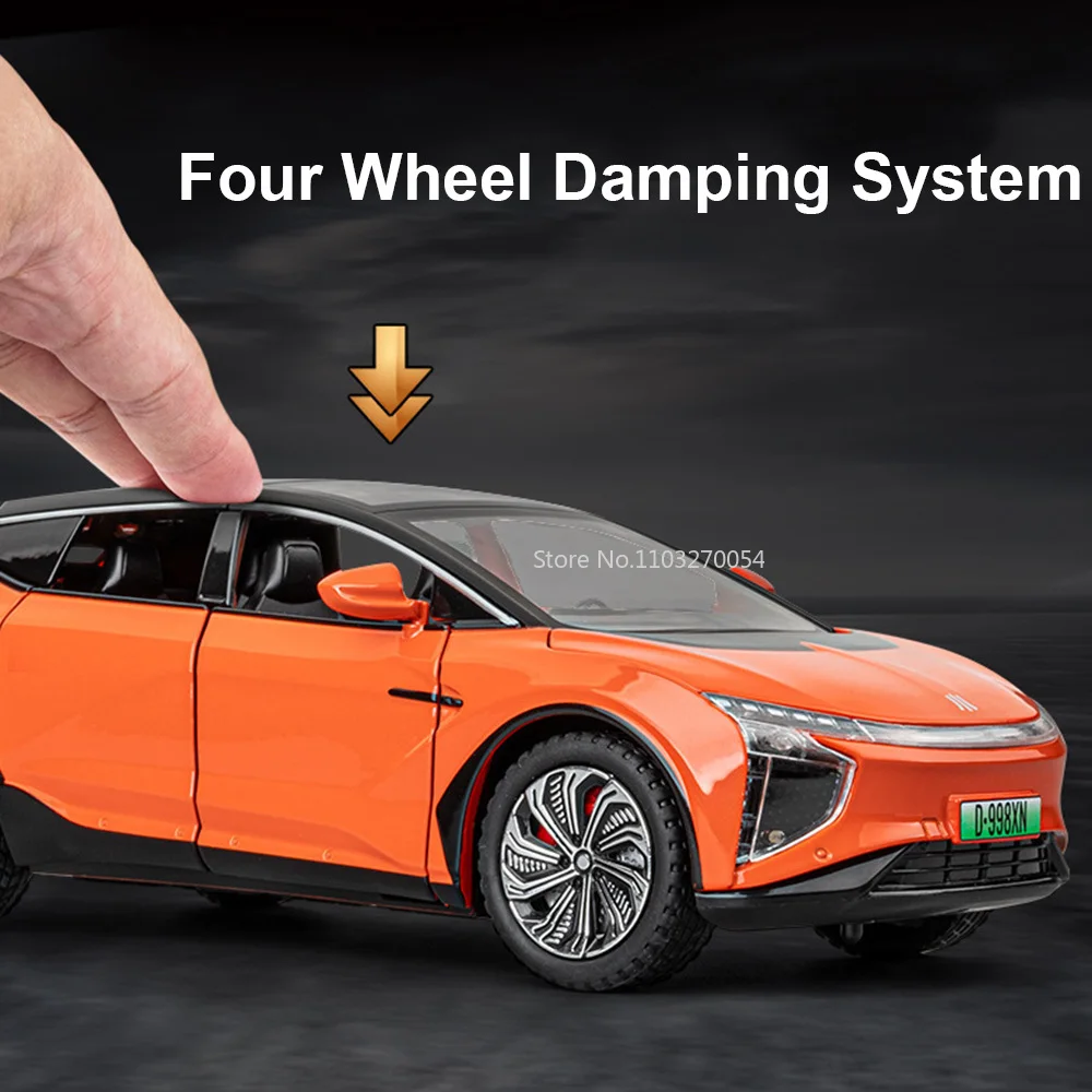 1:22 HiPhi X ヘルキャット合金製おもちゃの車モデル、サウンドライト、プルバック機能、ドア開閉可能、男の子の誕生日プレゼント