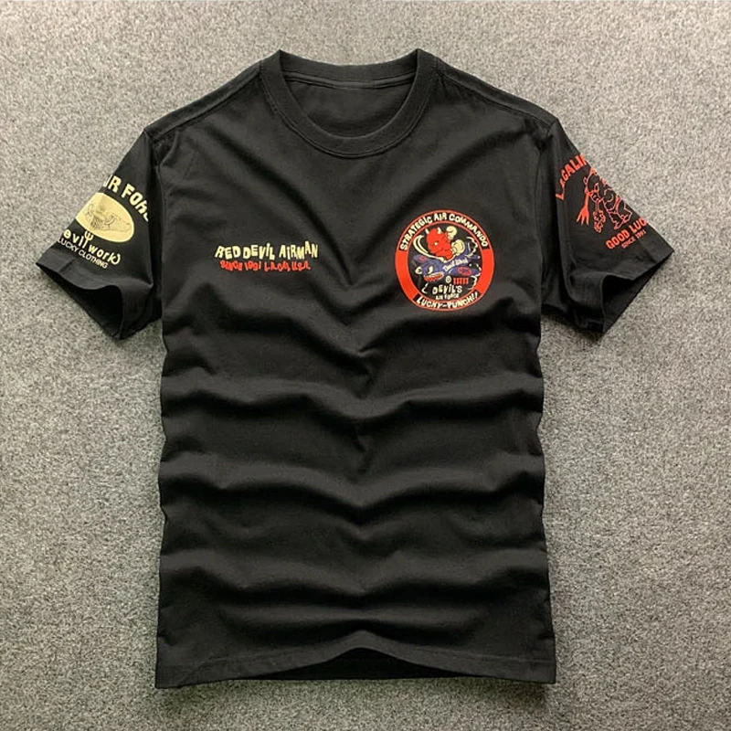 T Shirt Man Cartoon Devil Flying vintage Logo Printing Summer Outdoor Street Daily Short Fashion Sleeve O-Neck Tops