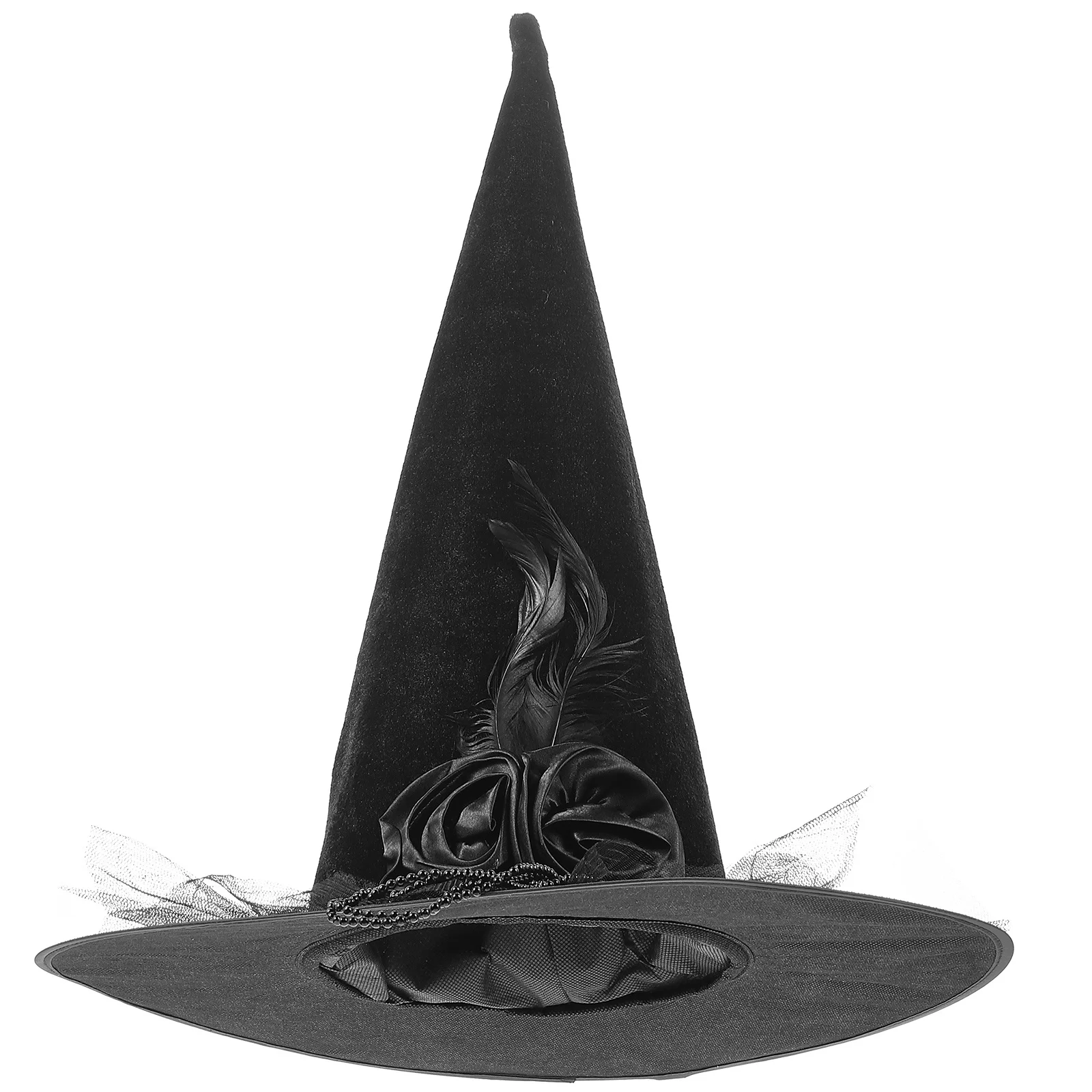 Halloween Witch Hat Women Classic Wide Brim Lightweight Witch Cap Cosplay Prop Halloween Costume Accessory Party Photo